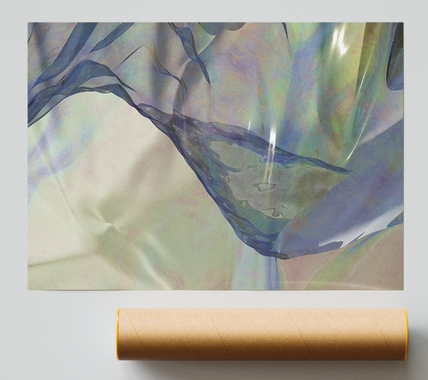 Blue Shimmering Folds Print