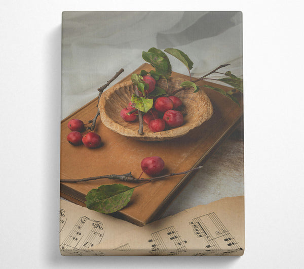  A Canvas Print of Crimson Apples On Wood Canvas Print