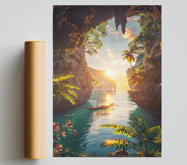 Golden Sunset Lagoon Giclee Print