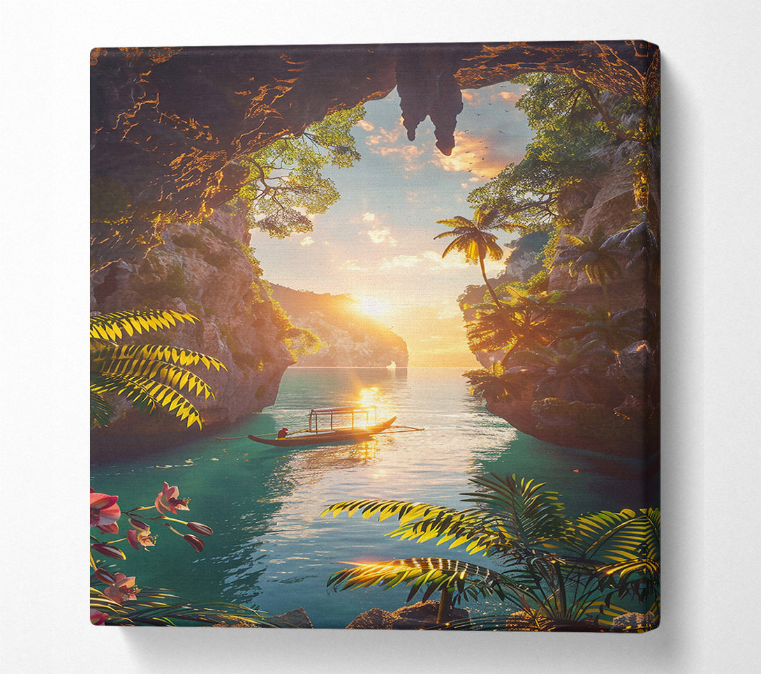  A Canvas Print of Golden Sunset Lagoon Canvas Art