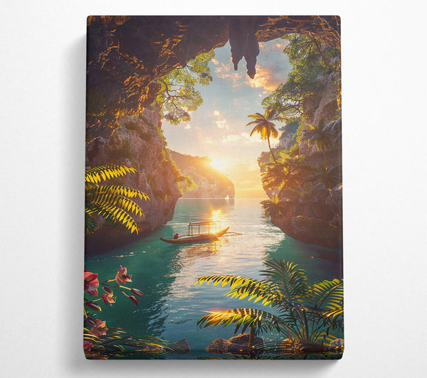  A Canvas Print of Golden Sunset Lagoon Canvas Art