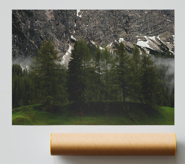 Green Foggy Mountainside Giclee Print