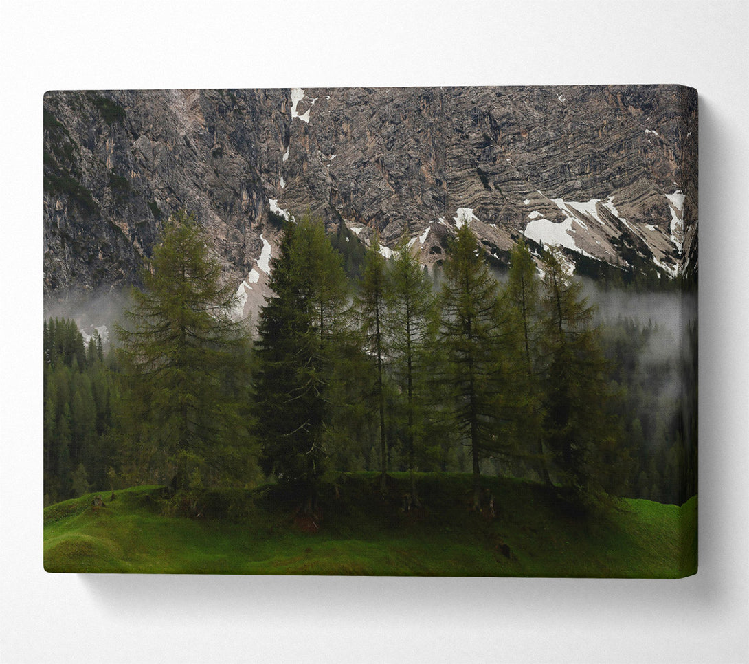  A Canvas Print of Green Foggy Mountainside Canvas Wall Art