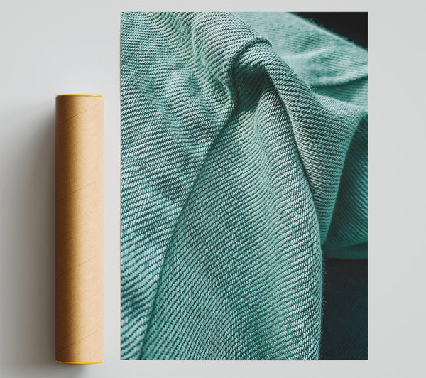 Teal Fabric Texture Poster