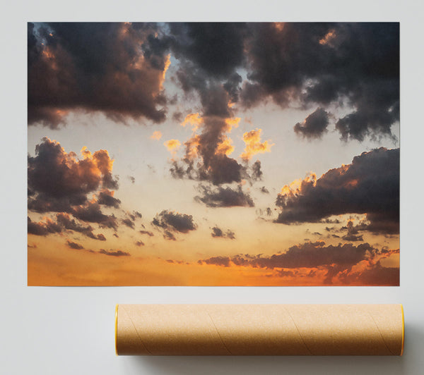 Orange And Grey Cloudscape Giclee Print