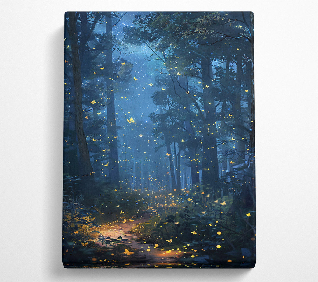  A Canvas Print of Blue Forest Fireflies Canvas Print