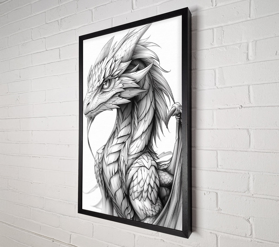  A Canvas Print of Silver Winged Dragon Canvas Wall Art