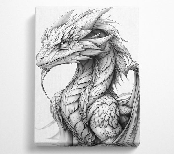  A Canvas Print of Silver Winged Dragon Canvas Wall Art