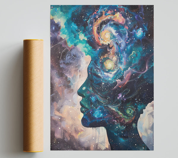 Cosmic Teal Embrace Print