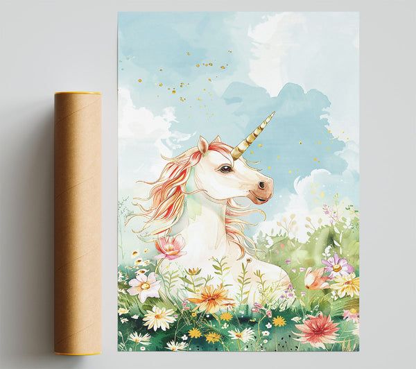 Azure Unicorn Bloom Print