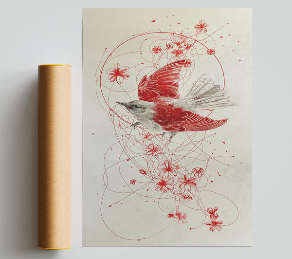 Crimson Bird Flight Giclee Print