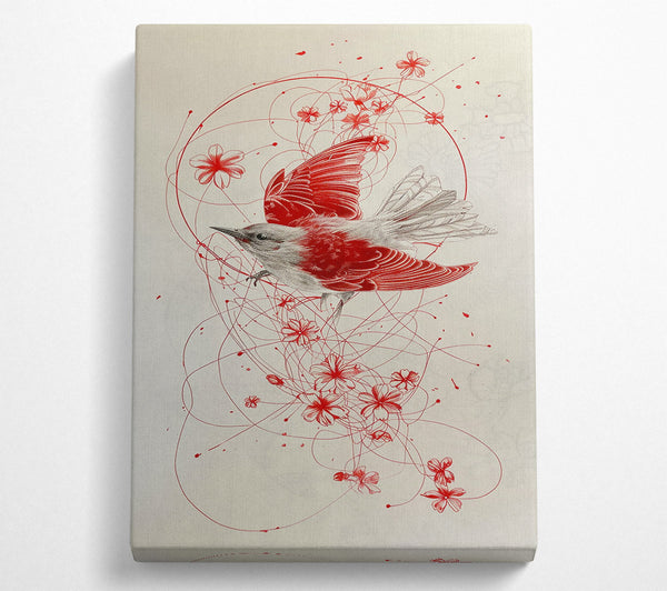  A Canvas Print of Crimson Bird Flight Canvas Wall Art
