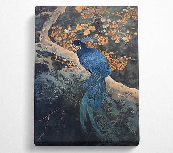  A Canvas Print of Azure Bird In Gold Canvas Art