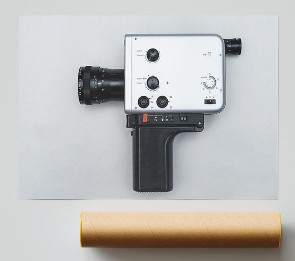 Silver Vintage Film Camera Print