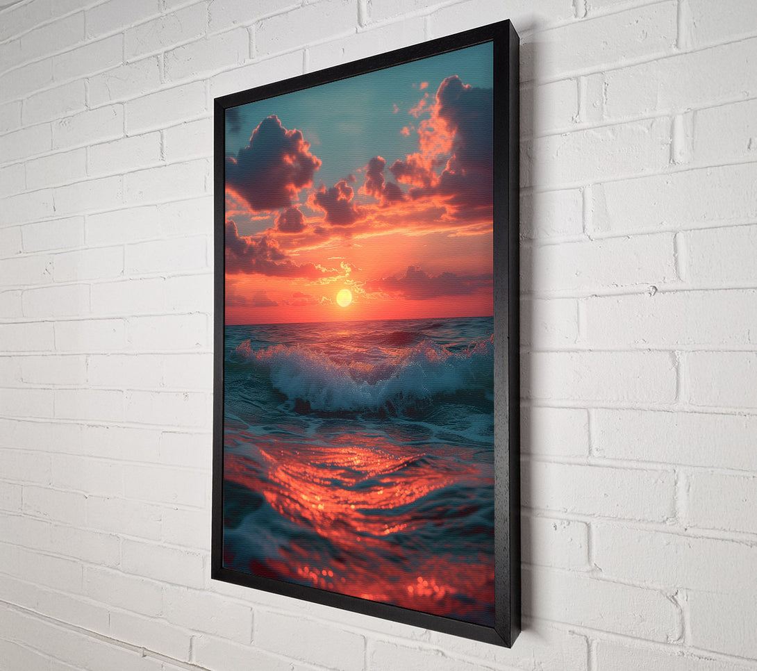  A Canvas Print of Beautiful Sea Sunset Canvas Wall Art
