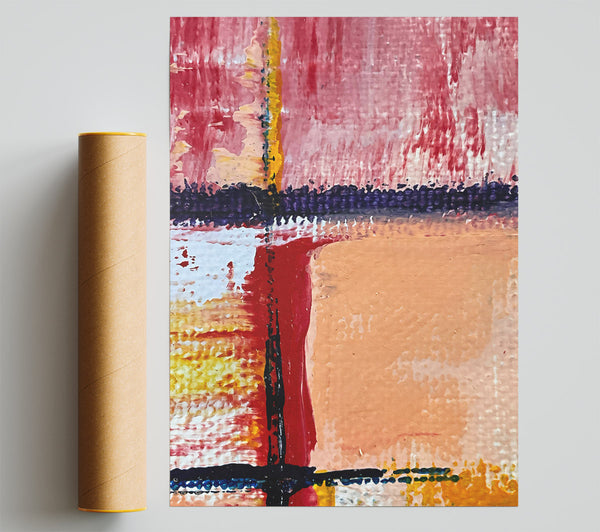 Crimson Lines And Hues Poster