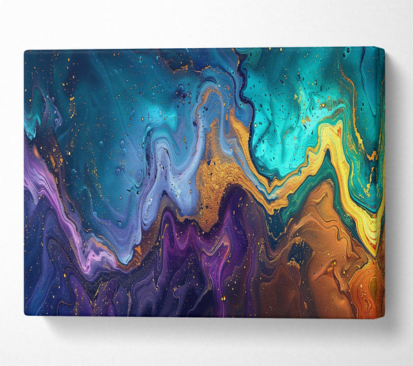  A Canvas Print of Teal And Gold Swirl Canvas Print