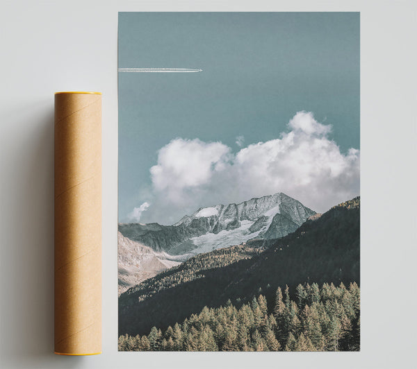 Blue Sky Mountain Flight Giclee Print