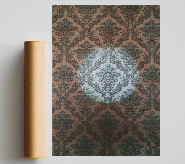 Faded Blue Damask Poster
