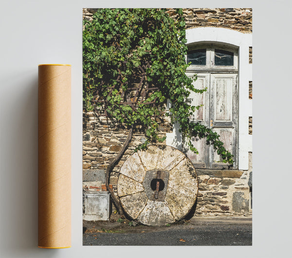 Stone Wheel And Vines Poster