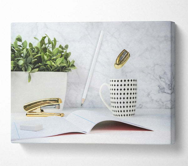  A Canvas Print of Golden Floating Stationery Canvas Print