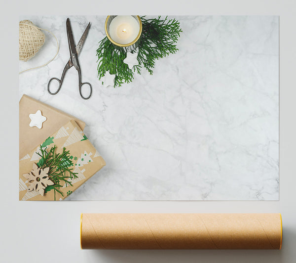 White Marble Gift Wrap Print