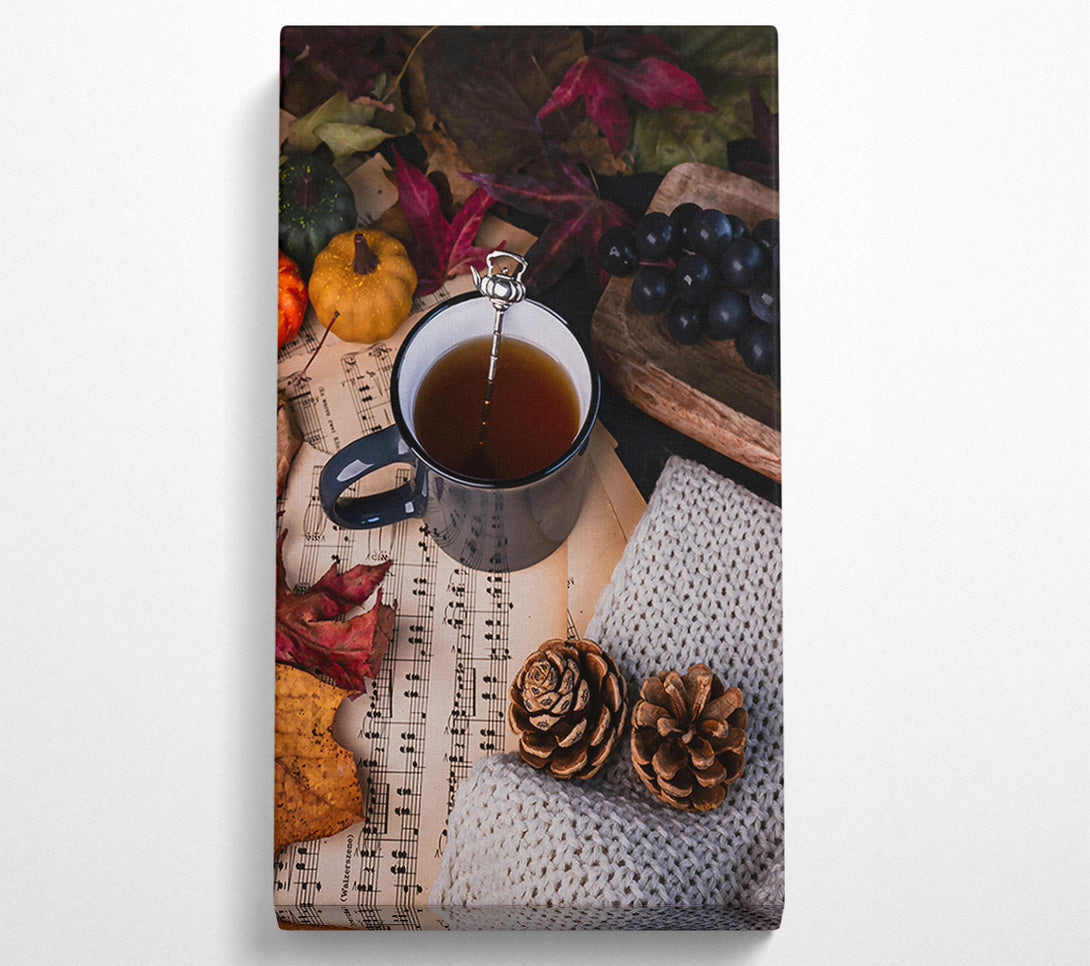  A Canvas Print of Brown Tea And Autumn Leaves. Canvas Print