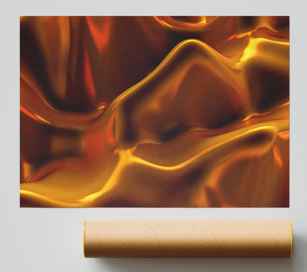 Golden Liquid Flowing Print