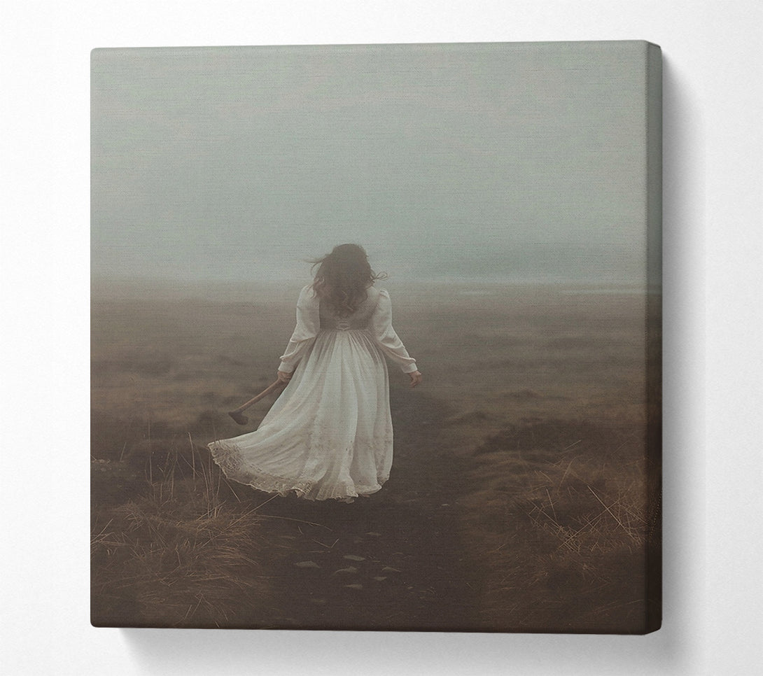  A Canvas Print of White Dress In Fog Canvas Wall Art