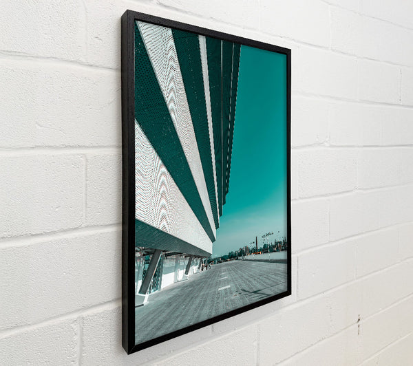 Teal Striped Facade