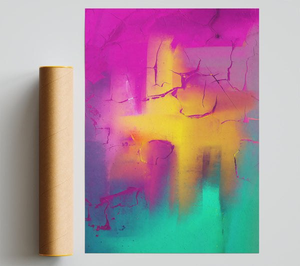Fuchsia Cracked Abstract Giclee Print
