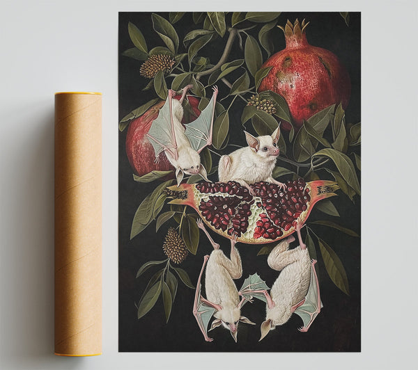 Crimson Bat & Pomegranate Poster
