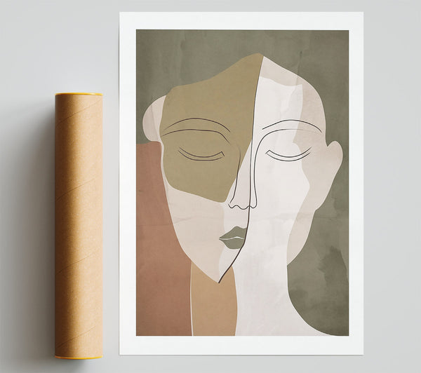 Olive Abstract Face Giclee Print