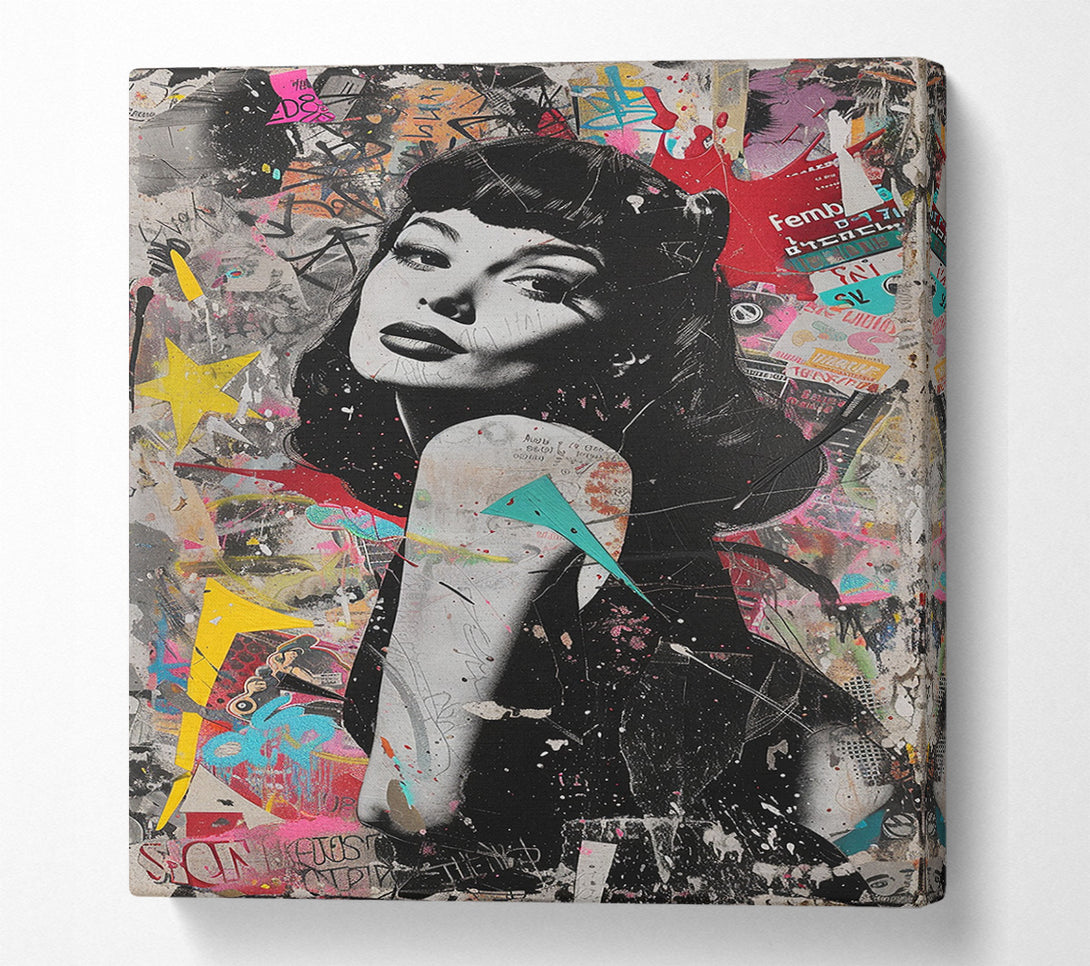  A Canvas Print of Betty Paige Graffiti Canvas Art