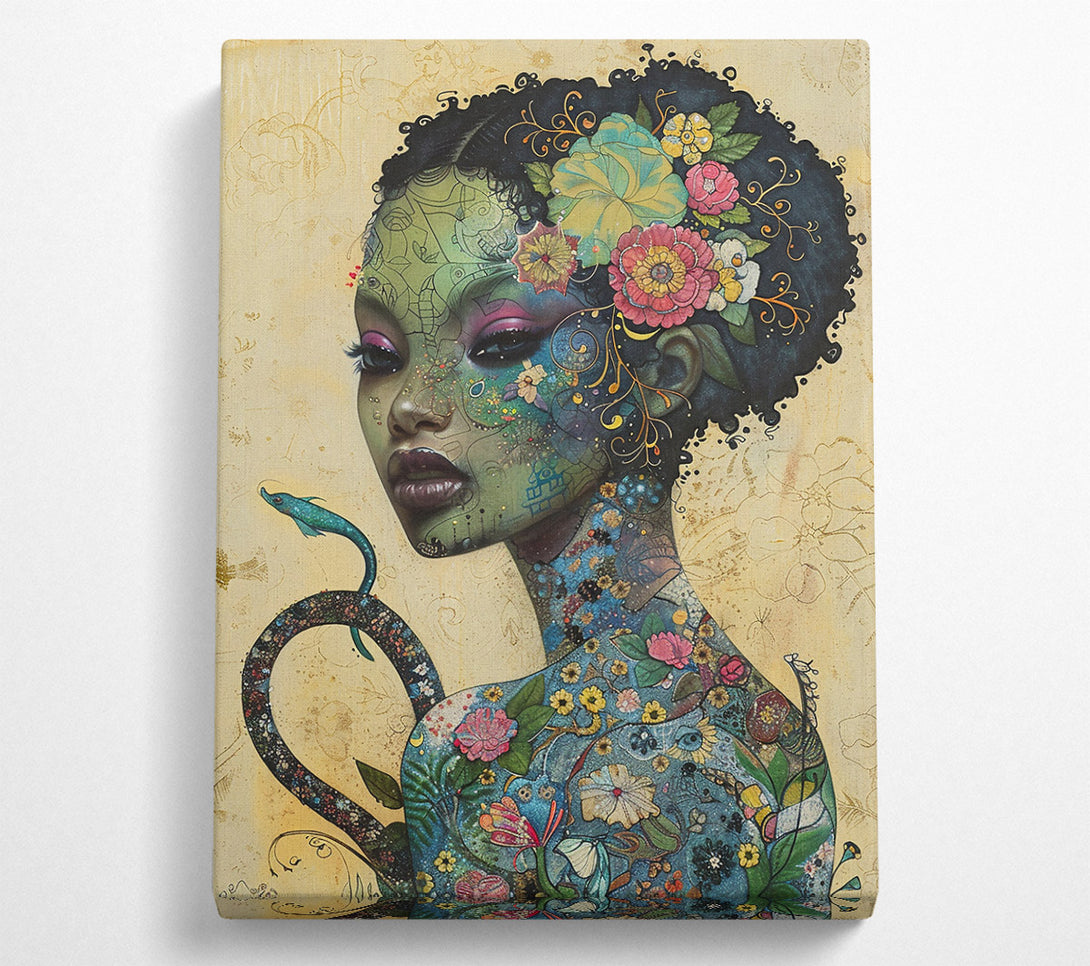  A Canvas Print of Azure Floral Embrace Canvas Wall Art