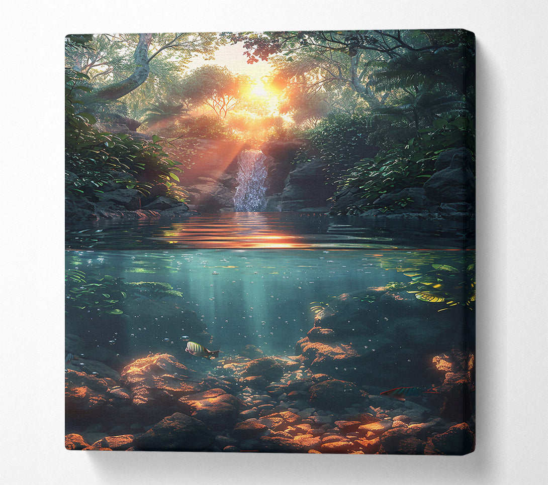  A Canvas Print of Golden Sunlight Falls Canvas Print