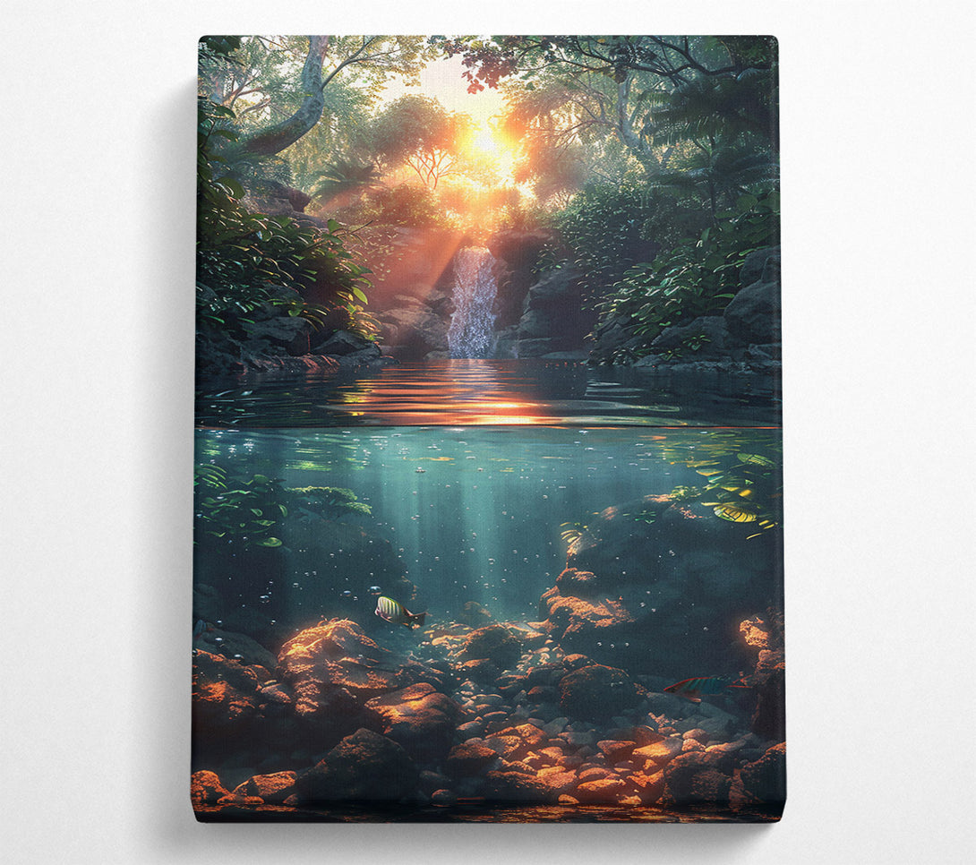  A Canvas Print of Golden Sunlight Falls Canvas Print