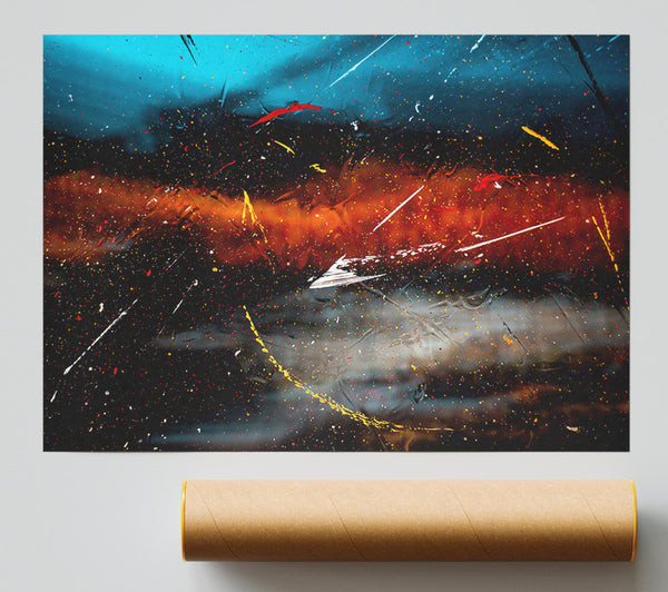 Blue Cosmic Splattering Print