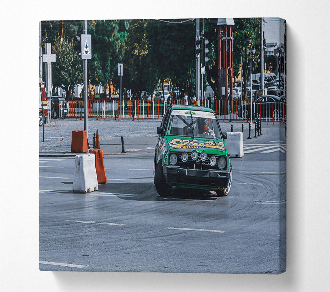  A Canvas Print of Green Drifting Machine Canvas Wall Art