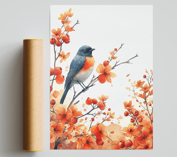 Orange Blossom And Bird Giclee Print