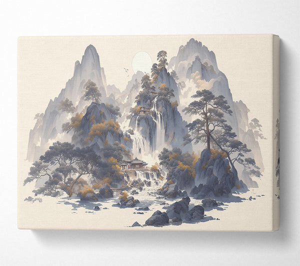 A Canvas Print of Grey Stone Waterfall Canvas Art
