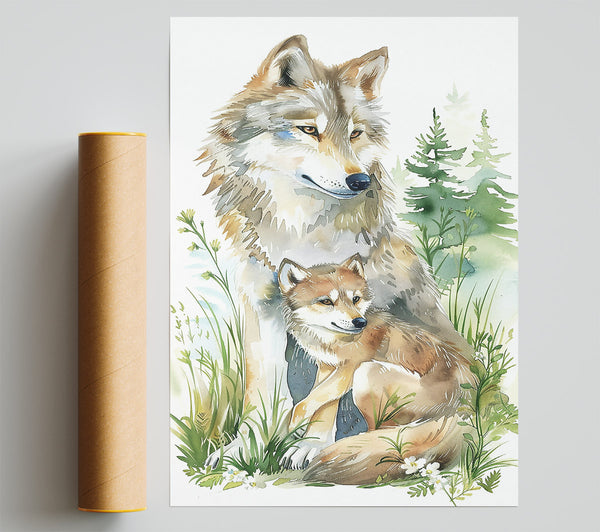 Golden Wolf Family Poster