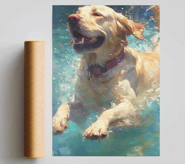 Aqua Canine Joy Giclee Print