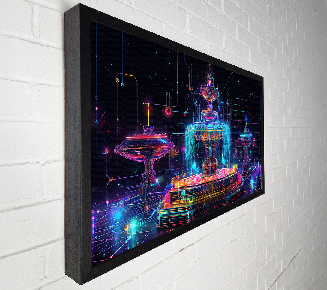  A Canvas Print of Neon Digital Fountain Canvas Wall Art