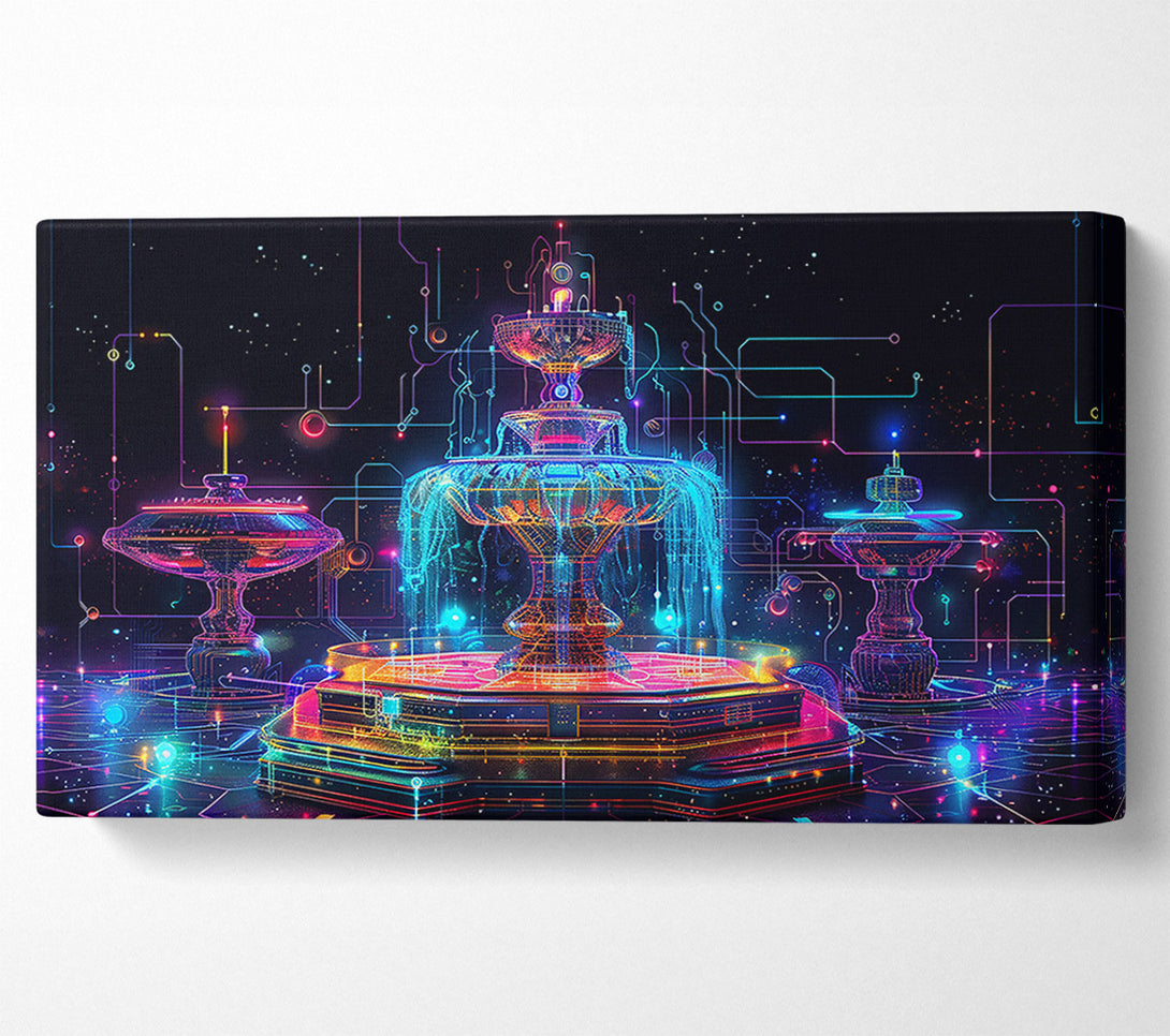  A Canvas Print of Neon Digital Fountain Canvas Wall Art