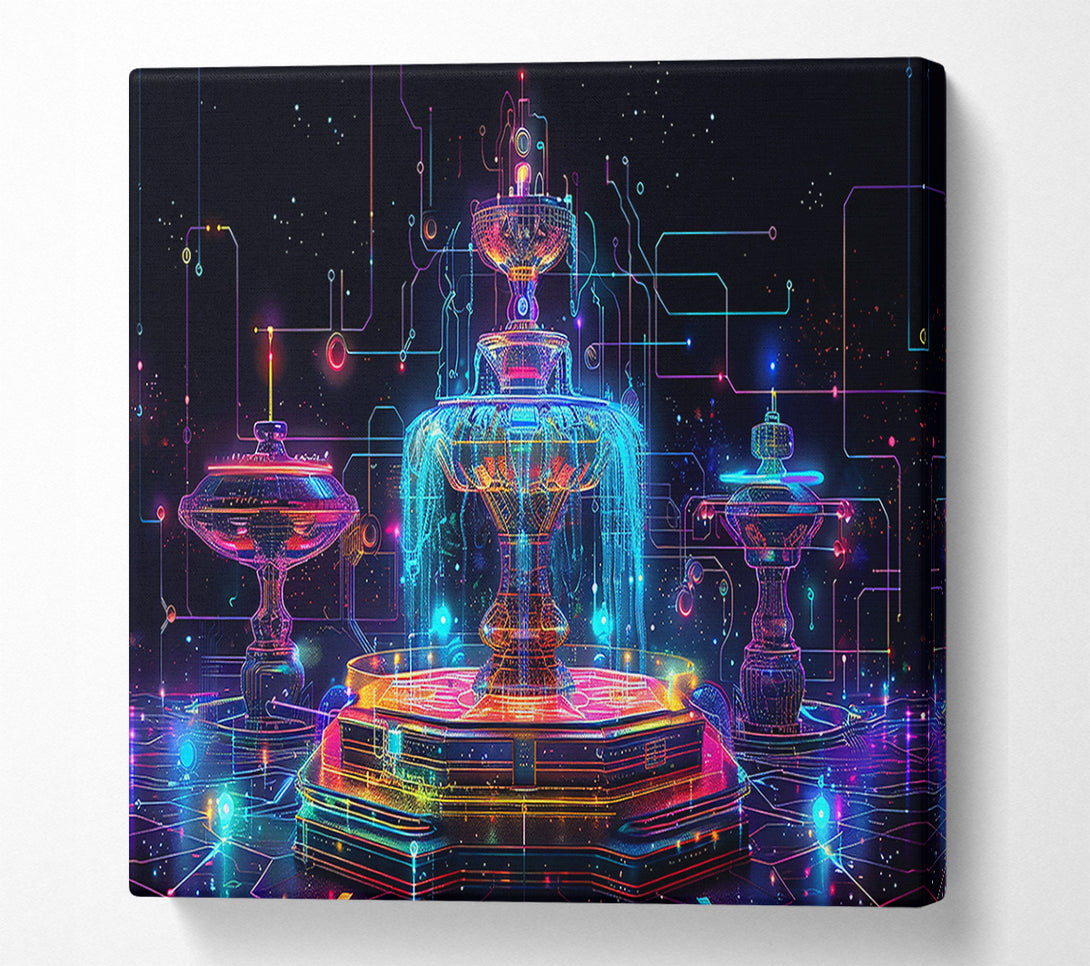  A Canvas Print of Neon Digital Fountain Canvas Wall Art