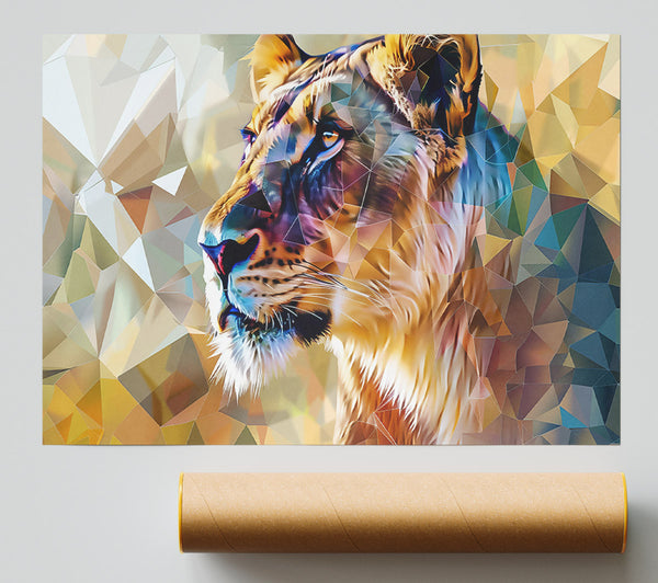Golden Lioness Gaze Poster