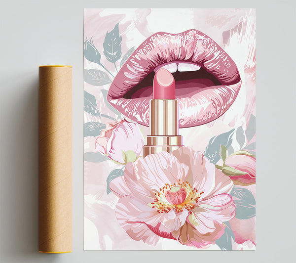 Pink Floral Kiss Giclee Print
