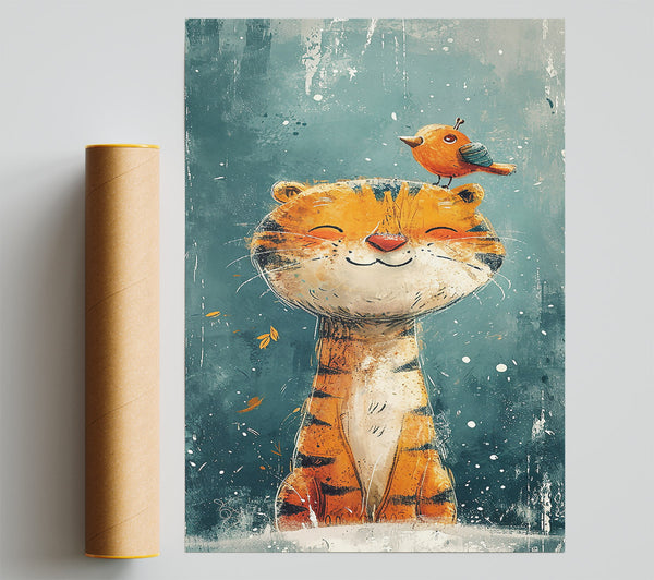 Orange Tiger'S Friend Giclee Print