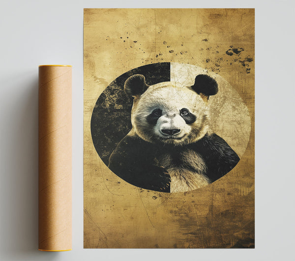 Golden Panda Portrait Giclee Print